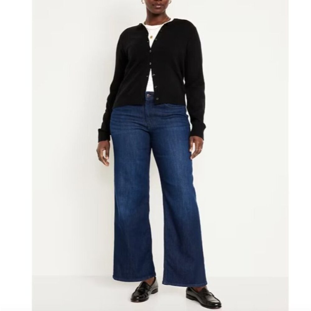 Old Navy Women’s High-Rise Wow Wide Leg Jeans Plus Size 20 Dark Wash Denim NWOT